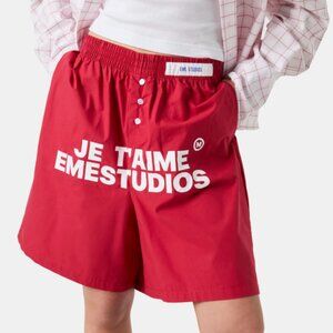 Eme Studios Je T'Aime Relaxed Fit Boxer Short, Unisex 36 - Red/White